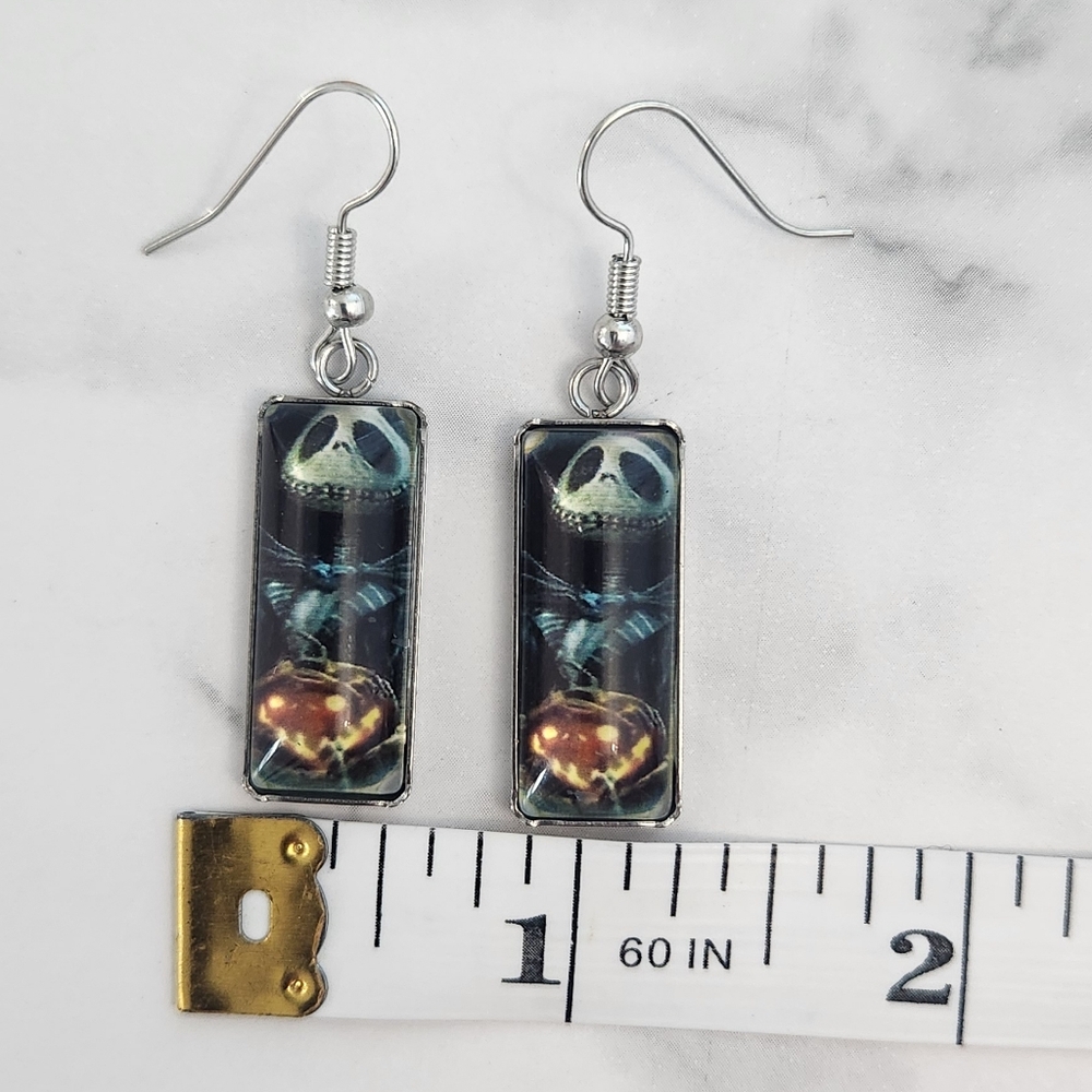 Jack Skellington Halloween Earrings Pumpkin Dangle Nightmare Before Christmas - Picture 10 of 11